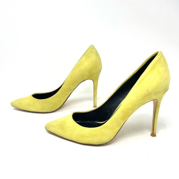 ** RAYE By REVOLVE Tia Yellow Suede Heels Size 38.5/ 8 - Picture 4 of 11